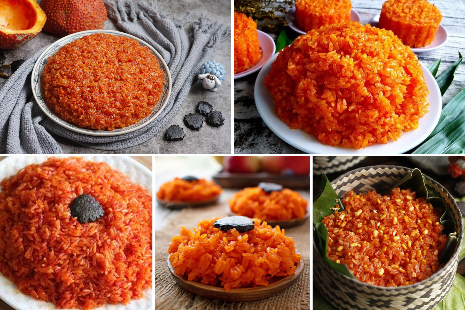 Bright red - orange Gac sticky rice