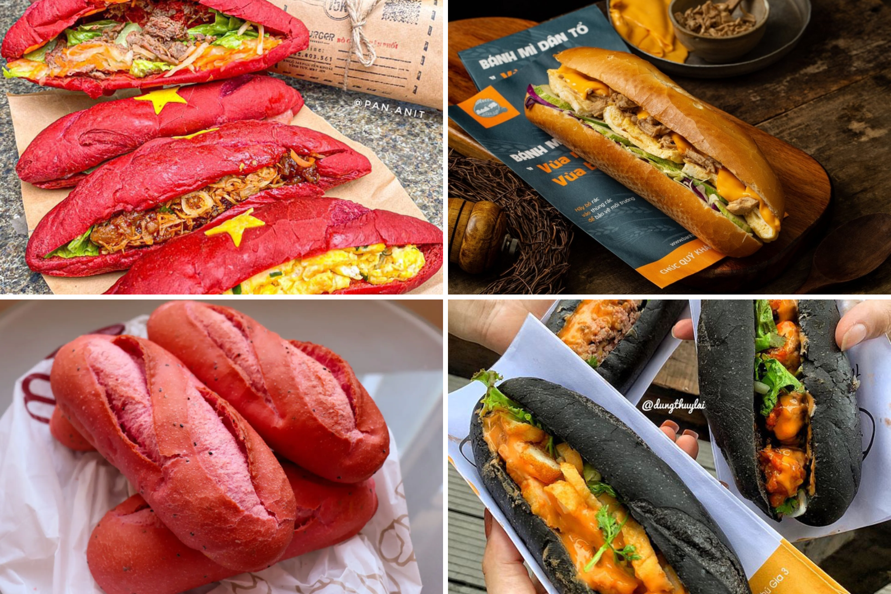 Banh mi in a variety of colours
