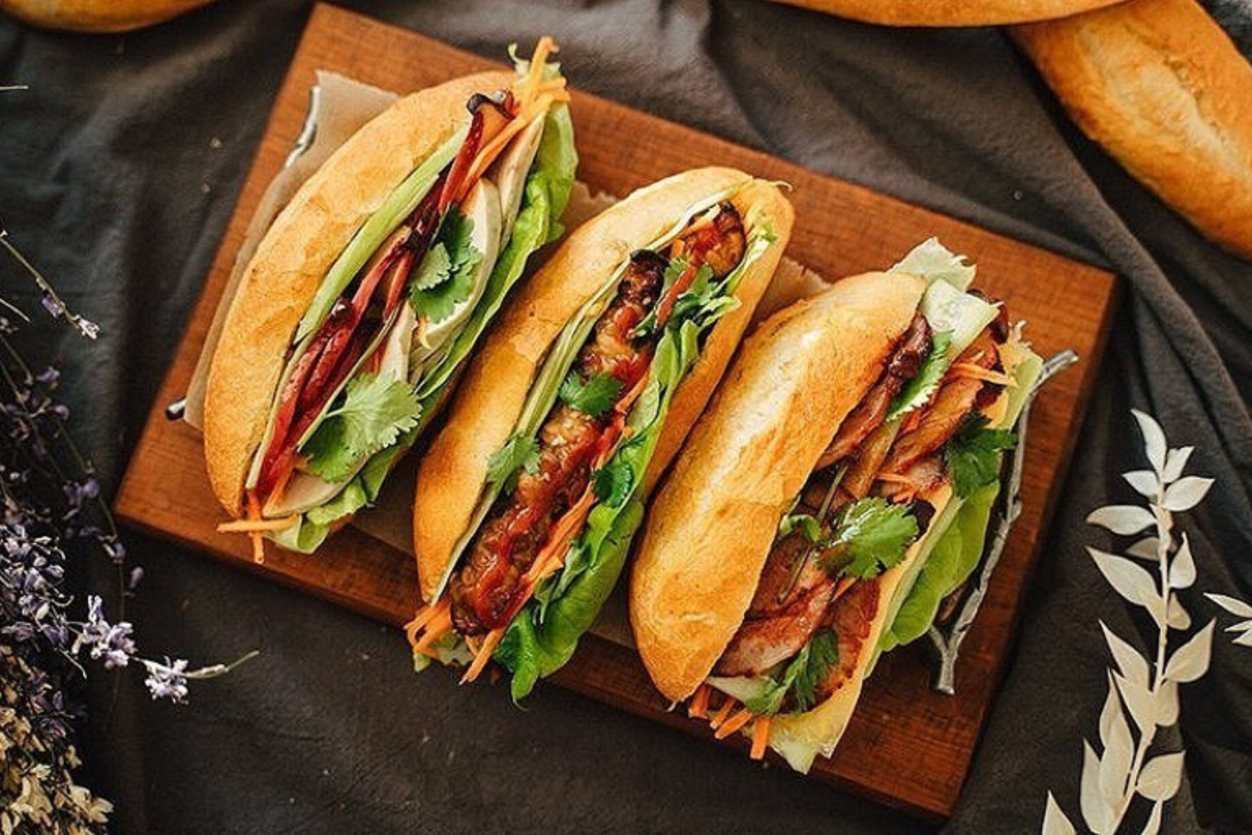 Delicious bánh mì packed with fillings