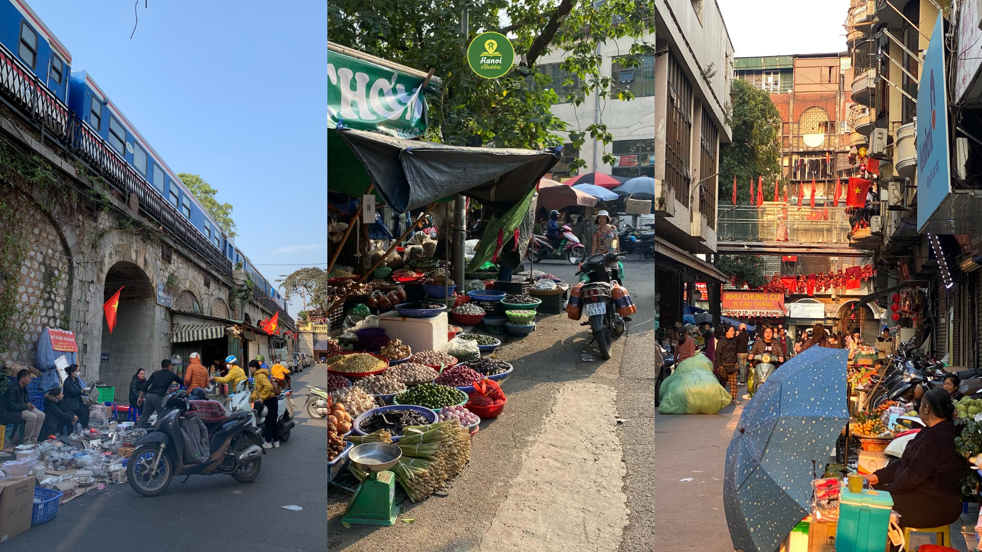 An open local market at the back of Dong Xuan market (Hanoi)